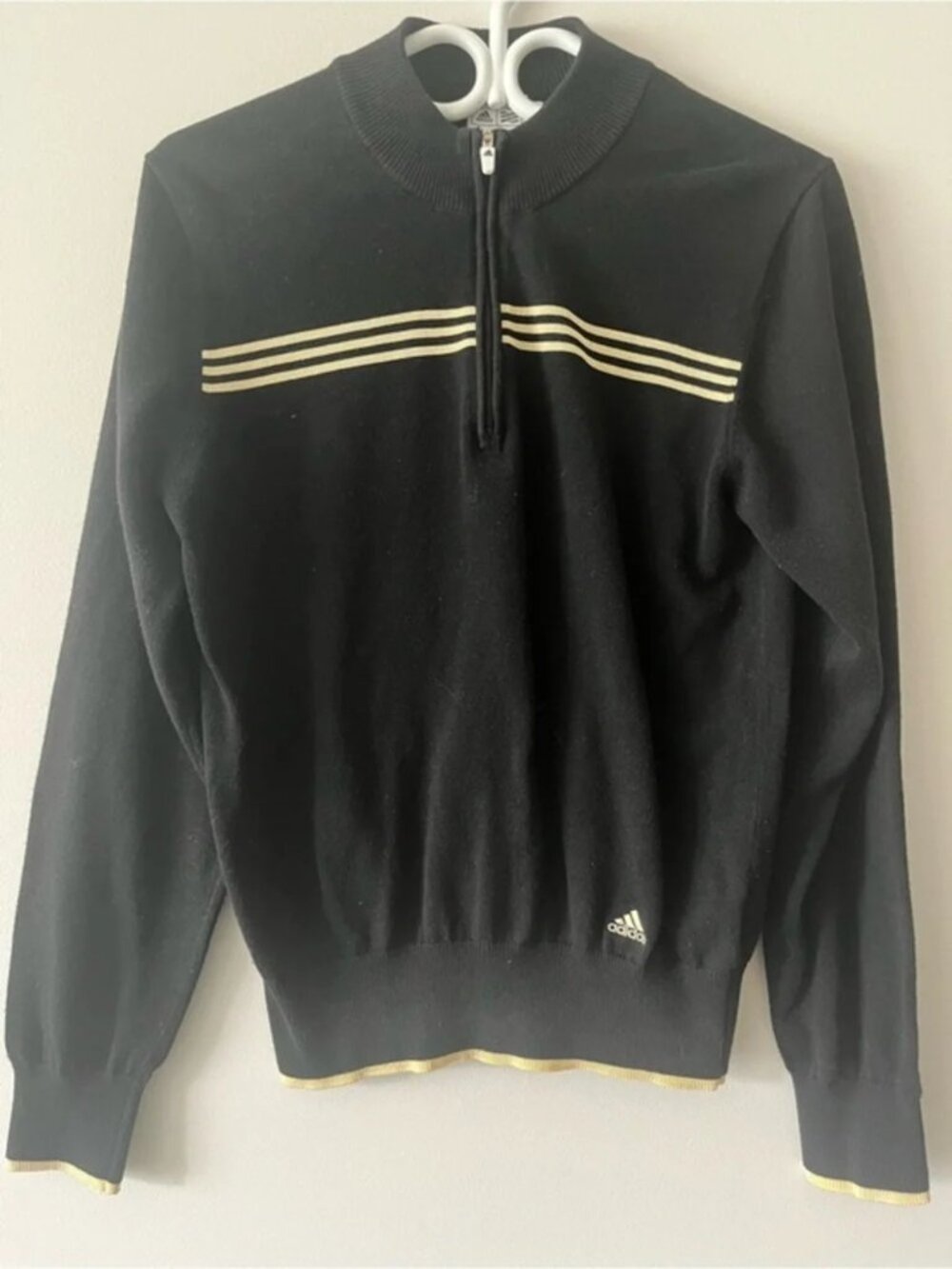 Adidas Black Quarter Zip Mock Neck Sweater